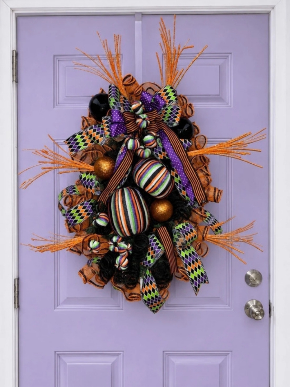Halloween Holiday Wreath in Orange & Purple